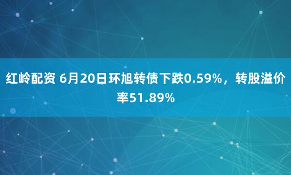 红岭配资 6月20日环旭转债下跌0.59%，转股溢价率51.89%